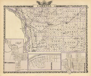 Vintage Map of Carroll County, Illinois 1876