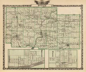 Vintage Map of Ogle County, Illinois 1876