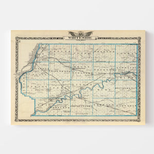 Vintage Map of Whiteside County, Illinois 1876