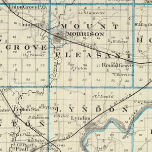Vintage Map of Whiteside County, Illinois 1876