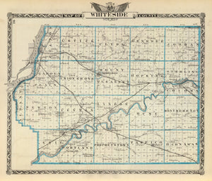 Vintage Map of Whiteside County, Illinois 1876