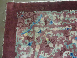 8' X 10' Vintage Handmade Chinese Art Deco Peking Nichols Wool Rug Flowers Nice