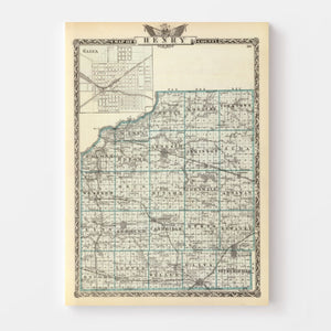 Vintage Map of Henry County, Illinois 1876