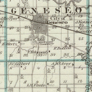 Vintage Map of Henry County, Illinois 1876