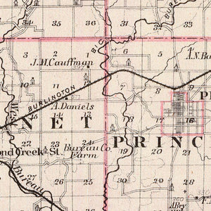 Vintage Map of Bureau County, Illinois 1876