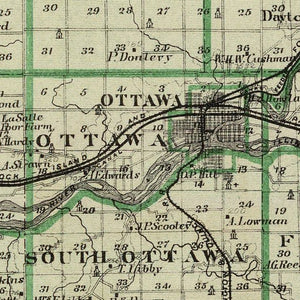 Vintage Map of La Salle County, Illinois 1876