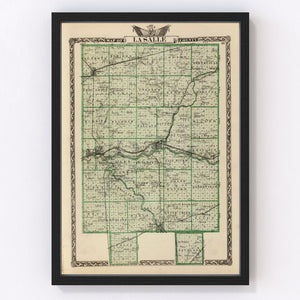 Vintage Map of La Salle County, Illinois 1876