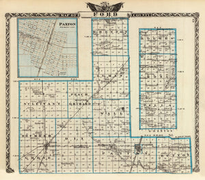 Vintage Map of Ford County, Illinois 1876