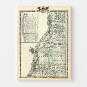 Vintage Map of Henderson County, Illinois 1876