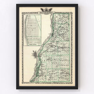 Vintage Map of Henderson County, Illinois 1876