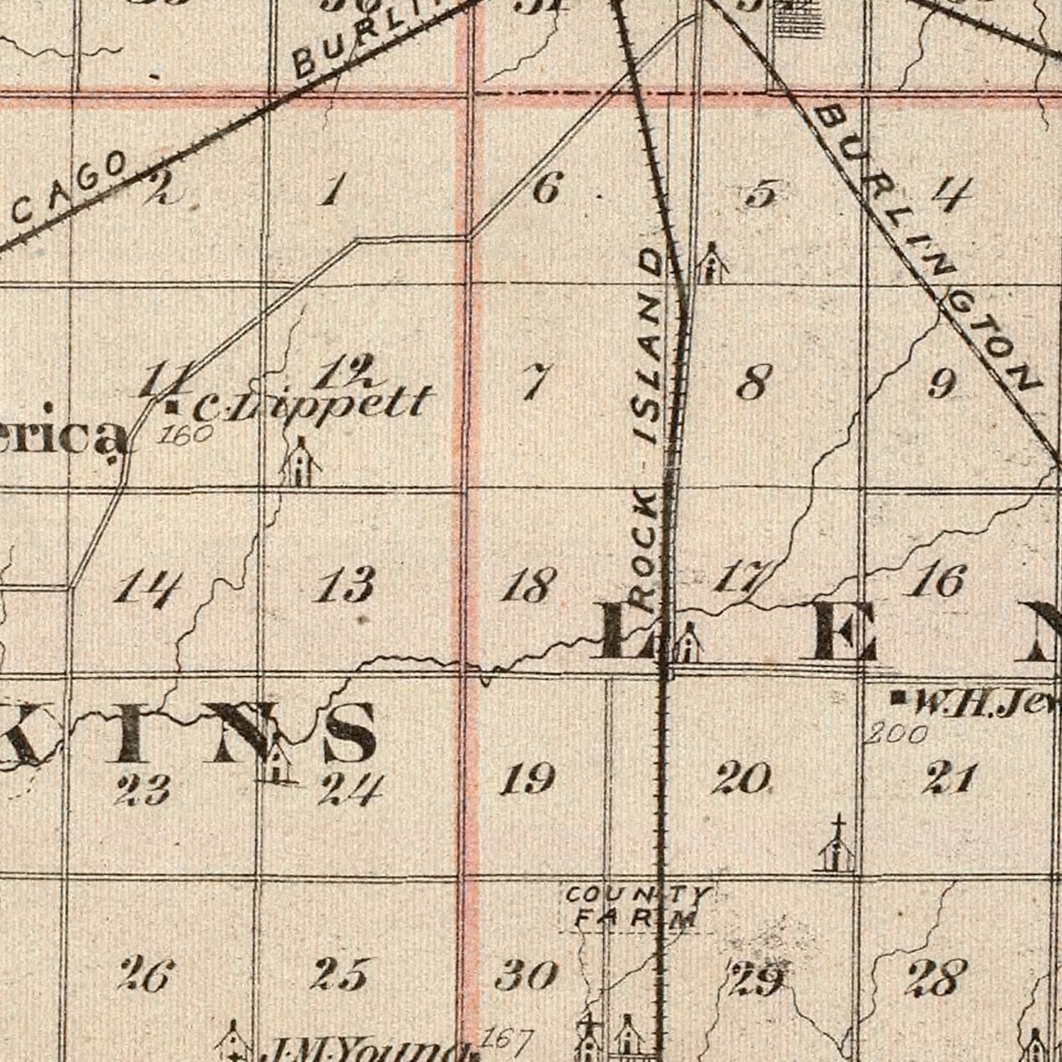 Vintage Map of Warren County, Illinois 1876