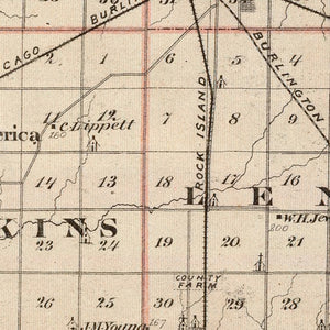 Vintage Map of Warren County, Illinois 1876