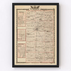 Vintage Map of Warren County, Illinois 1876