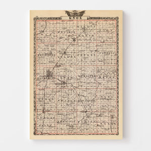 Vintage Map of Knox County, Illinois 1876