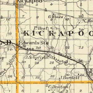 Vintage Map of Peoria County, Illinois 1876