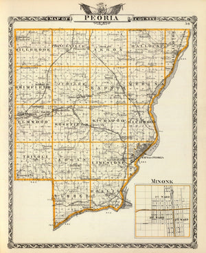 Vintage Map of Peoria County, Illinois 1876
