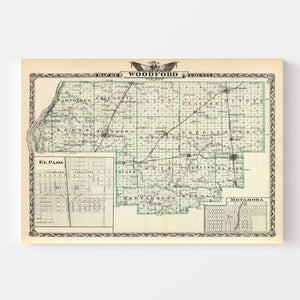 Vintage Map of Woodford County, Illinois 1876