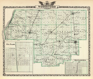 Vintage Map of Woodford County, Illinois 1876