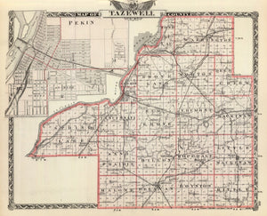 Vintage Map of Tazewell County, Illinois 1876