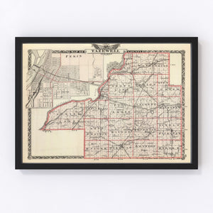 Vintage Map of Tazewell County, Illinois 1876