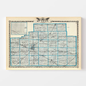 Vintage Map of McLean County, Illinois 1876