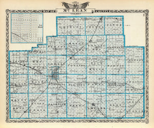Vintage Map of McLean County, Illinois 1876
