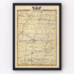 Vintage Map of Champaign County, Illinois 1876