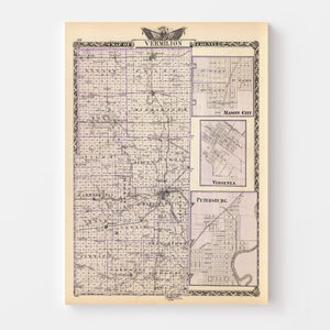 Vintage Map of Vermilion County, Illinois 1876