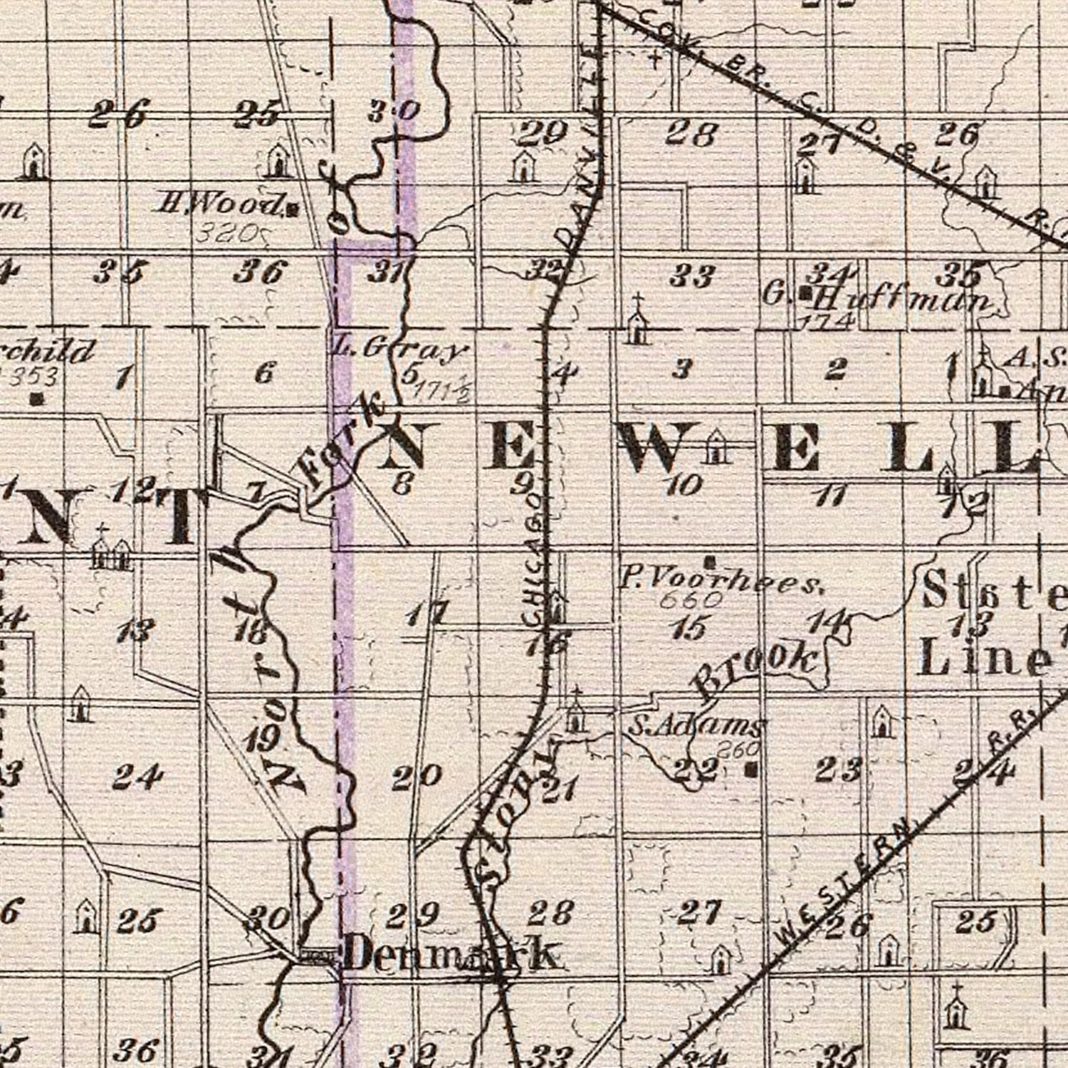 Vintage Map of Vermilion County, Illinois 1876