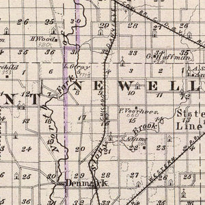 Vintage Map of Vermilion County, Illinois 1876