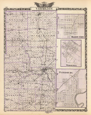 Vintage Map of Vermilion County, Illinois 1876