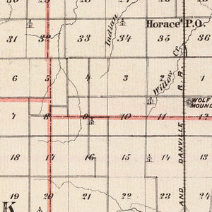 Vintage Map of Edgar County, Illinois 1876