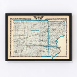 Vintage Map of Clark County, Illinois 1876