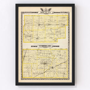 Vintage Map of Douglas County, Illinois 1876
