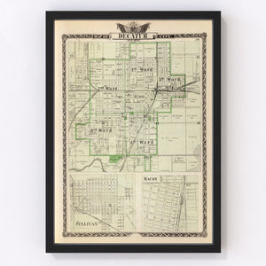 Vintage Map of Decatur County, Illinois 1876