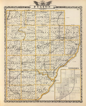 Vintage Map of Fulton County, Illinois 1876