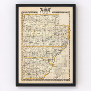 Vintage Map of Fulton County, Illinois 1876