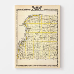 Vintage Map of Hancock County, Illinois 1876