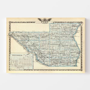 Vintage Map of Pike County, Illinois 1876