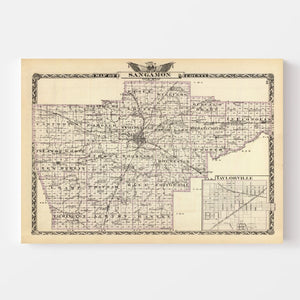 Vintage Map of Sangamon County, Illinois 1876