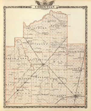 Vintage Map of Christian County, Illinois 1876