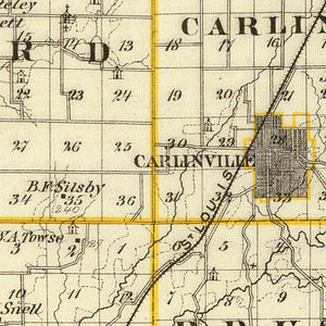 Vintage Map of Macoupin County, Illinois 1876