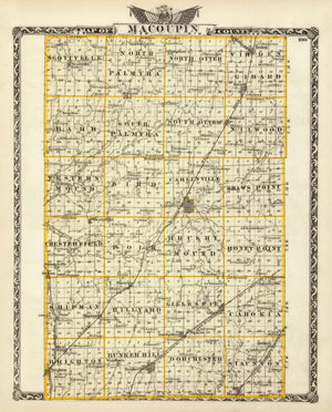 Vintage Map of Macoupin County, Illinois 1876