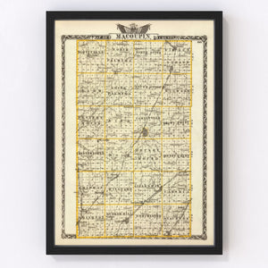 Vintage Map of Macoupin County, Illinois 1876