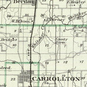 Vintage Map of Greene County, Illinois 1876