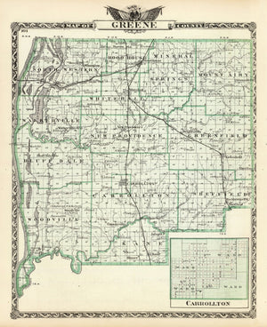 Vintage Map of Greene County, Illinois 1876