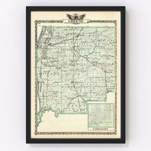 Vintage Map of Greene County, Illinois 1876