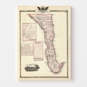 Vintage Map of Calhoun County, Illinois 1876