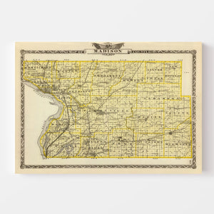 Vintage Map of Madison County, Illinois 1876