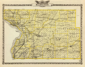 Vintage Map of Madison County, Illinois 1876